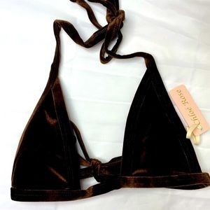 CHLOE ROSE brown velvet bikini top